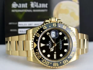 Pilots Professional Watches | Sant Blanc ROLEX Mens 18kt Gold 40mm GMT Master II Black 116718