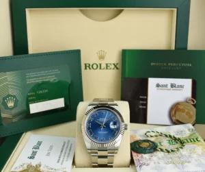 Men's Watches | Dress Watches | Sant Blanc ROLEX Mens 18kt White Gold & Stainless Steel DateJust 41 Blue Roman Model 126334