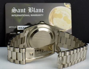 President Dress Watches | Sant Blanc ROLEX Mens 18kt White Gold DayDate President Silver Diamond Dial Model 118239