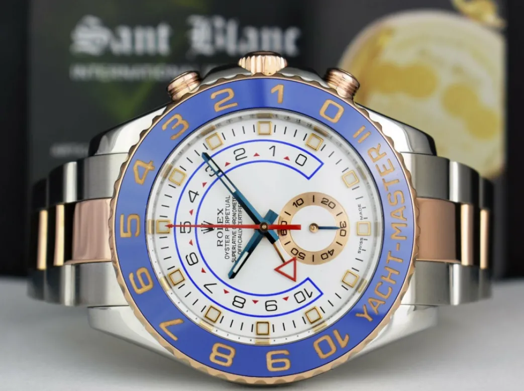 rolex_mens_mm_kt_rose_gol_3.webp Yachting Professional Watches | Sports Watches | Sant Blanc ROLEX Mens 44mm 18kt Rose Gold & Stainless Steel YachtMaster II Blue Hands Model 116681