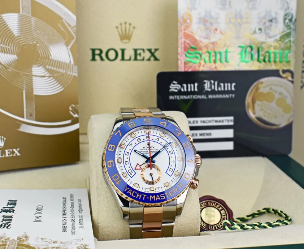 rolex_mens_mm_kt_rose_gol_4.webp Yachting Professional Watches | Sports Watches | Sant Blanc ROLEX Mens 44mm 18kt Rose Gold & Stainless Steel YachtMaster II Blue Hands Model 116681