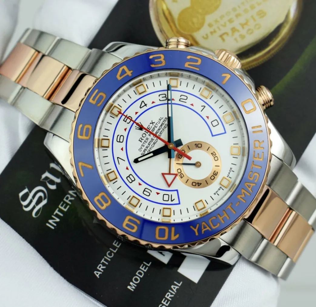 rolex_mens_mm_kt_rose_gol_6.webp Yachting Professional Watches | Sports Watches | Sant Blanc ROLEX Mens 44mm 18kt Rose Gold & Stainless Steel YachtMaster II Blue Hands Model 116681