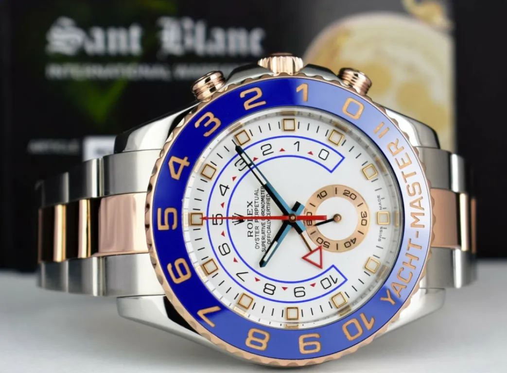 rolex_mens_mm_kt_rose_gol_8.webp Yachting Professional Watches | Sports Watches | Sant Blanc ROLEX Mens 44mm 18kt Rose Gold & Stainless Steel YachtMaster II Blue Hands Model 116681