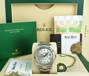 Men's Watches | Dress Watches | Sant Blanc ROLEX Men's 41mm 18kt White Gold & Stainless Steel DateJust II Silver Diamond Dial Model 116334