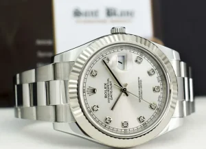 Men's Watches | Dress Watches | Sant Blanc ROLEX Men's 41mm 18kt White Gold & Stainless Steel DateJust II Silver Diamond Dial Model 116334