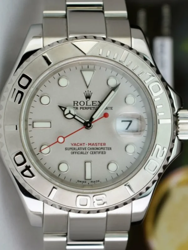 Yachting Professional Watches | Sports Watches | Sant Blanc ROLEX Mens 40mm Platinum & Stainless Steel YachtMaster Platinum Index Model 16622
