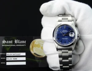 Men's Watches | Dress Watches | Sant Blanc ROLEX Men's 36mm Stainless Steel Datejust Blue Stick Dial Model 16200