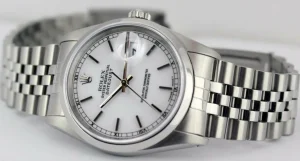 Men's Watches | Dress Watches | Sant Blanc ROLEX Men's 36mm Stainless Steel Datejust White Stick Dial Model 16200