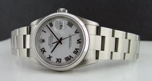 Men's Watches | Dress Watches | Sant Blanc ROLEX Men's 36mm Stainless Steel Datejust White Roman Dial Oyster Band Model 16200