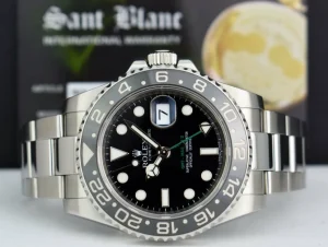 Sports Watches | Pilots Professional Watches | Sant Blanc ROLEX Mens 40mm Stainless Steel GMT Master II Black CERAMIC Bezel Model 116710LN