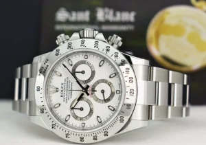 Sports Watches | Men's Watches | Sant Blanc ROLEX Mens 40mm Stainless Steel Daytona White Index Dial Fat Clasp Model 116520