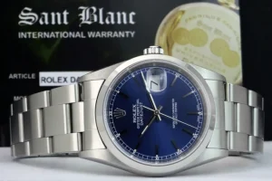 Men's Watches | Dress Watches | Sant Blanc ROLEX Men's 36mm Stainless Steel Datejust Blue Stick Dial Model 16200