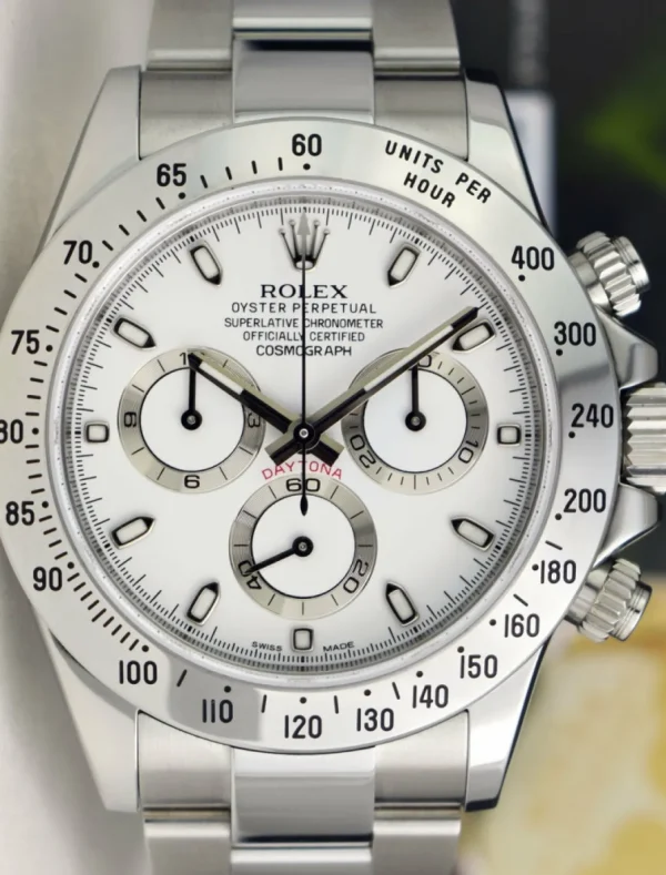 Sports Watches | Men's Watches | Sant Blanc ROLEX Mens 40mm Stainless Steel Daytona White Index Dial Fat Clasp Model 116520