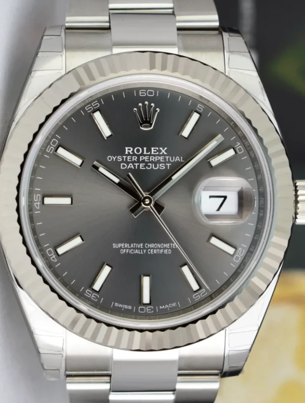 Dress Watches | Sant Blanc ROLEX Mens 41mm White Gold & Stainless DateJust 41 Rhodium Index Model 126334