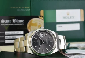 Dress Watches | Sant Blanc ROLEX Mens 41mm White Gold & Stainless DateJust 41 Rhodium Index Model 126334