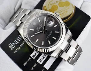 Dress Watches | Sant Blanc ROLEX Mens 41mm White Gold & Stainless DateJust 41 Rhodium Index Model 126334