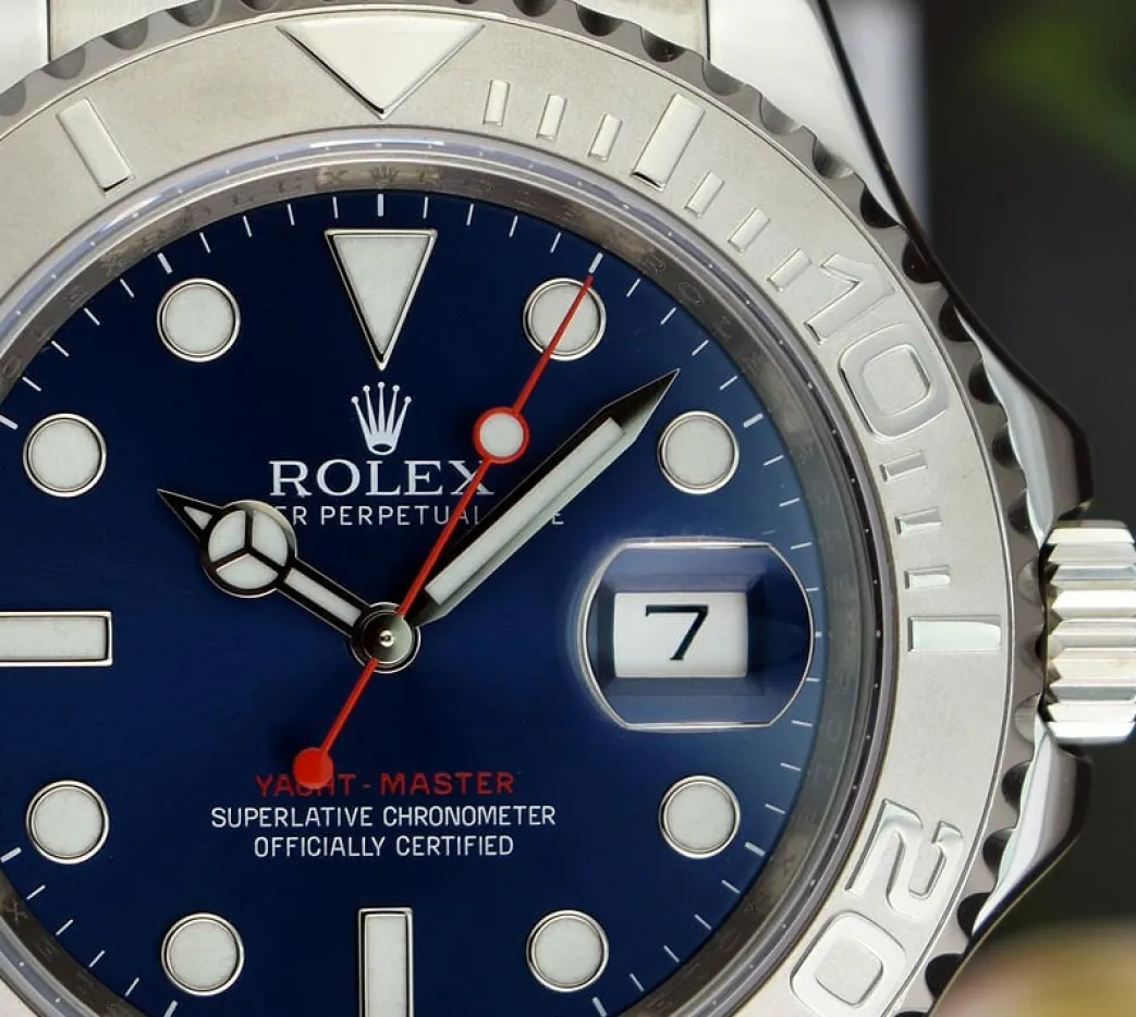rolex_mens_platinum__stai_10.webp Yachting Professional Watches | Sports Watches | Sant Blanc Rolex Mens Platinum & Stainless Steel YachtMaster Blue Index Dial Model 116622