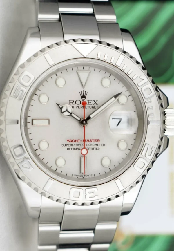 Yachting Professional Watches | Sant Blanc ROLEX Mens Platinum & Stainless Steel YachtMaster Platinum Dial Model 16622
