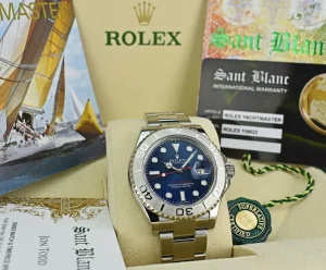 Yachting Professional Watches | Sports Watches | Sant Blanc Rolex Mens Platinum & Stainless Steel YachtMaster Blue Index Dial Model 116622