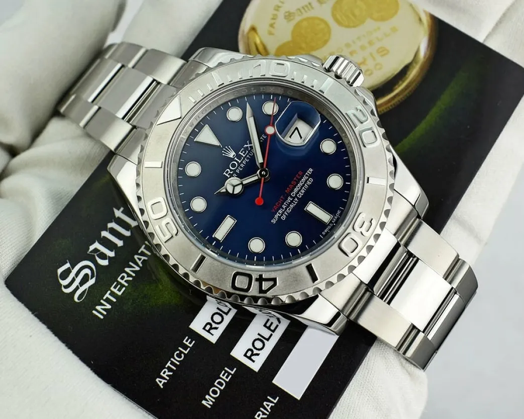 rolex_mens_platinum__stai_4-2.webp Yachting Professional Watches | Sports Watches | Sant Blanc Rolex Mens Platinum & Stainless Steel YachtMaster Blue Index Dial Model 116622