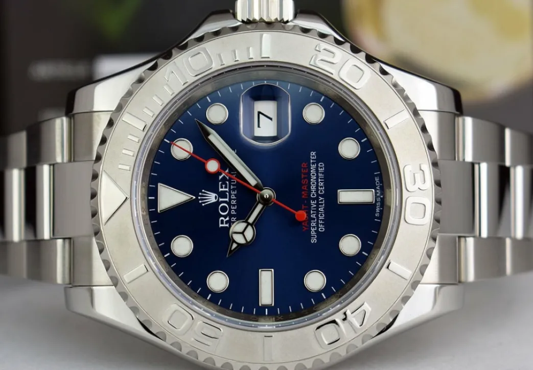 rolex_mens_platinum__stai_5-2.webp Yachting Professional Watches | Sports Watches | Sant Blanc Rolex Mens Platinum & Stainless Steel YachtMaster Blue Index Dial Model 116622