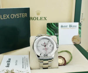Yachting Professional Watches | Sant Blanc ROLEX Mens Platinum & Stainless Steel YachtMaster Platinum Dial Model 16622
