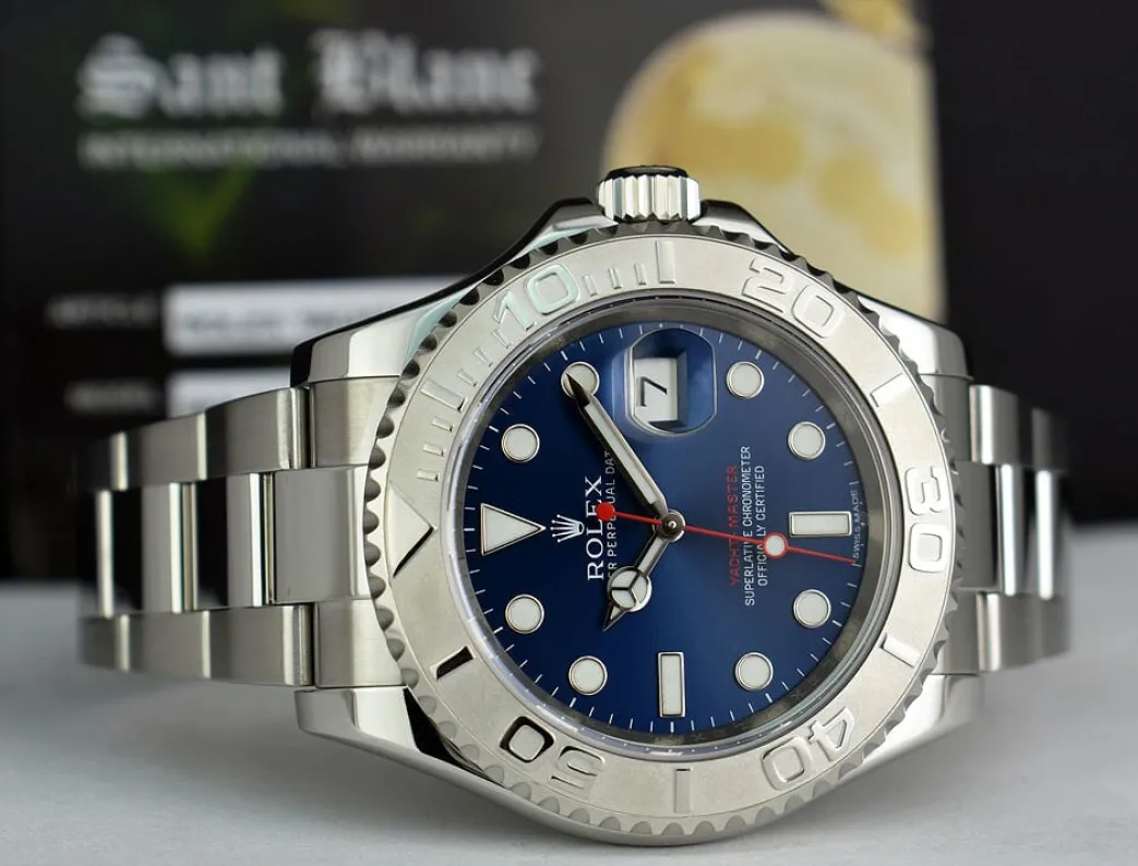 rolex_mens_platinum__stai_8.webp Yachting Professional Watches | Sports Watches | Sant Blanc Rolex Mens Platinum & Stainless Steel YachtMaster Blue Index Dial Model 116622