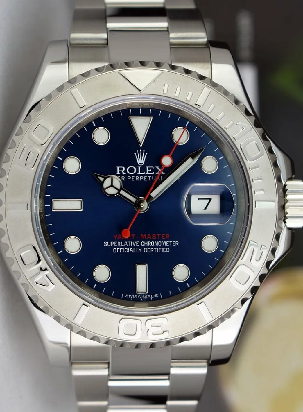 rolex_mens_platinum__stai_9.webp Yachting Professional Watches | Sports Watches | Sant Blanc Rolex Mens Platinum & Stainless Steel YachtMaster Blue Index Dial Model 116622