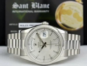 President Dress Watches | Men's Watches | Sant Blanc ROLEX Mens Platinum DayDate President Silver Index Model 118206