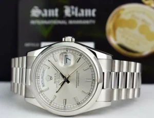 President Dress Watches | Men's Watches | Sant Blanc ROLEX Mens Platinum DayDate President Silver Index Model 118206