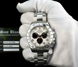 Men's Watches | Racing Professional Watches | Sant Blanc ROLEX Mens Stainless Daytona White Panda Red Hands Fat Buckle Model 116520