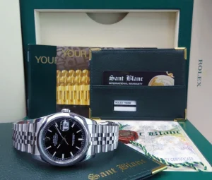 Men's Watches | Dress Watches | Sant Blanc ROLEX Mens Stainless Steel Datejust 36 Black Index Dial Jubilee Band Model 116200