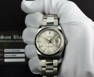 Men's Watches | Dress Watches | Sant Blanc ROLEX Mens Stainless Steel DateJust Silver Index Dial Oyster Band Model 116200