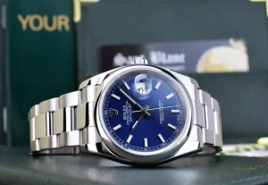 Men's Watches | Dress Watches | Sant Blanc ROLEX Mens Stainless Steel DateJust 36 Blue Index Dial Oyster Band Model 116200