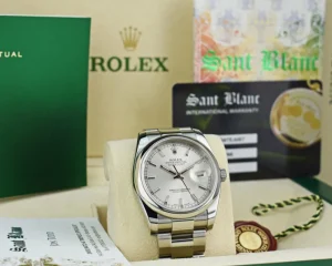 Men's Watches | Dress Watches | Sant Blanc ROLEX Mens Stainless Steel DateJust Silver Index Dial Oyster Band Model 116200
