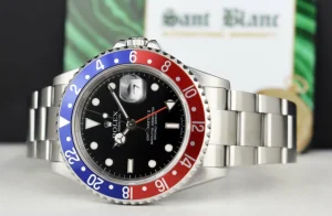 Pilots Professional Watches | Sant Blanc ROLEX Mens Stainless Steel GMT Master II Pepsi Bezel No Holes Model 16710