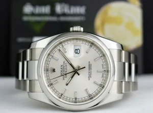 Men's Watches | Dress Watches | Sant Blanc ROLEX Mens Stainless Steel DateJust Silver Index Dial Oyster Band Model 116200