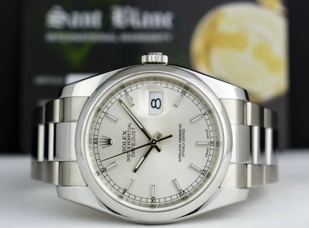 rolex_mens_stainless_stee_3-8.webp Men's Watches | Dress Watches | Sant Blanc ROLEX Mens Stainless Steel DateJust Silver Index Dial Oyster Band Model 116200