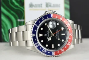Pilots Professional Watches | Sant Blanc ROLEX Mens Stainless Steel GMT Master II Pepsi Bezel No Holes Model 16710