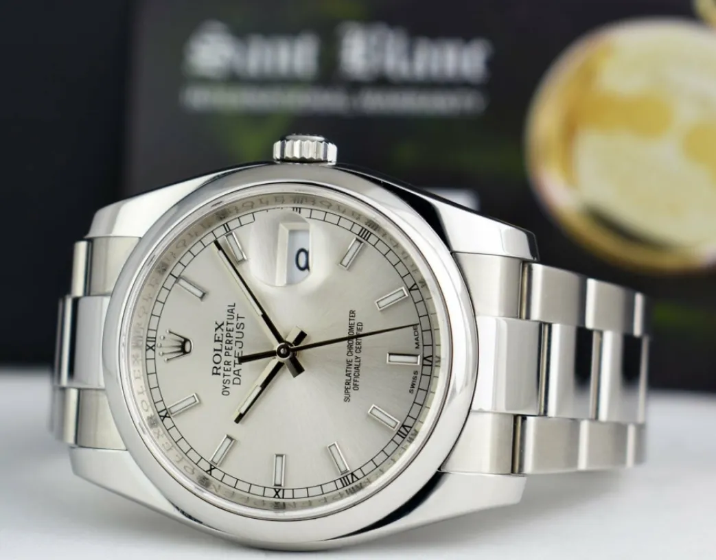 rolex_mens_stainless_stee_5-8.webp Men's Watches | Dress Watches | Sant Blanc ROLEX Mens Stainless Steel DateJust Silver Index Dial Oyster Band Model 116200