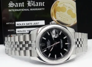 Men's Watches | Dress Watches | Sant Blanc ROLEX Mens Stainless Steel Datejust 36 Black Index Dial Jubilee Band Model 116200