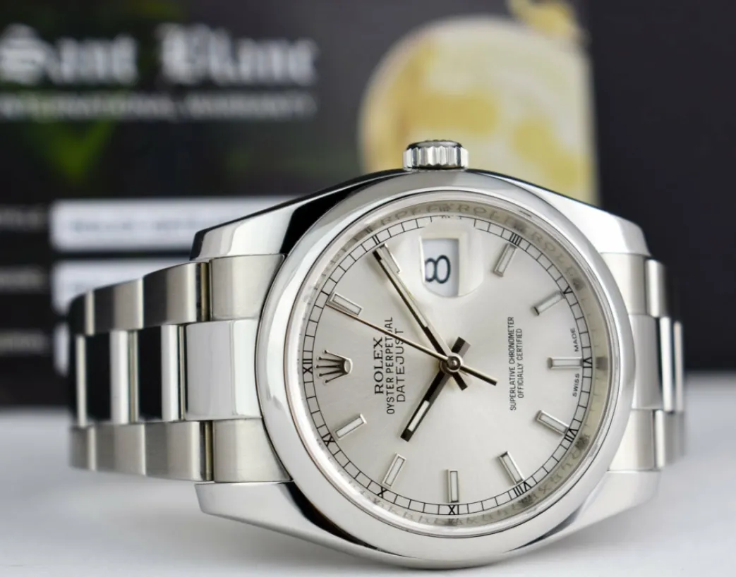 rolex_mens_stainless_stee_6-8.webp Men's Watches | Dress Watches | Sant Blanc ROLEX Mens Stainless Steel DateJust Silver Index Dial Oyster Band Model 116200