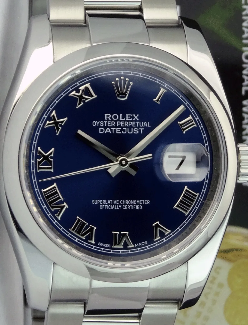 rolex_mens_stainless_stee_9-4.webp Men's Watches | Dress Watches | Sant Blanc ROLEX Mens Stainless Steel DateJust 36 Blue Roman Dial Oyster Band Model 116200