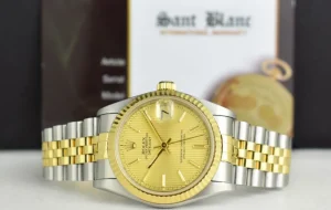 Ladies Watches | Dress Watches | Sant Blanc ROLEX MIDSIZE - 31mm 18kt Gold & SS Datejust Champagne Tapestry Dial Model 68273