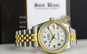 Ladies Watches | Dress Watches | Sant Blanc ROLEX Midsize 18kt Gold & Stainless Steel Datejust White Roman Dial Model 68273
