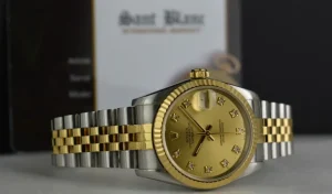Ladies Watches | Dress Watches | Sant Blanc ROLEX MidSize 18kt Gold & Stainless Steel Datejust Champagne Diamond Dial Model 68273