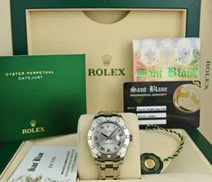 The Masterpiece | Sant Blanc ROLEX Midsize 18kt White Gold Pearlmaster Masterpiece Silver Roman Model 81319