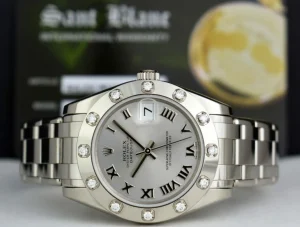 The Masterpiece | Sant Blanc ROLEX Midsize 18kt White Gold Pearlmaster Masterpiece Silver Roman Model 81319
