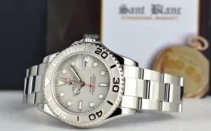 Men's Watches | Yachting Professional Watches | Sant Blanc ROLEX Midsize 35mm Platinum & Stainless Steel Yachmaster Platinum Dial Model 168622