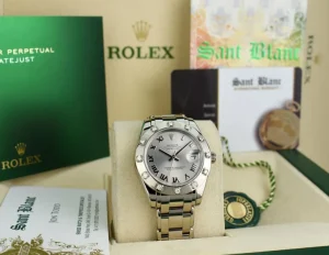 The Masterpiece | Sant Blanc ROLEX Midsize White Gold Pearlmaster Datejust Silver Roman Card Model 81319